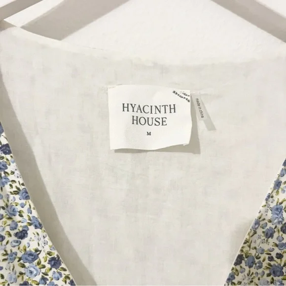 NWT Hyacinth House Tuckernuck Blue Floral Puff Sleeve Meadow Midi Dress Medium - Picture 3 of 6